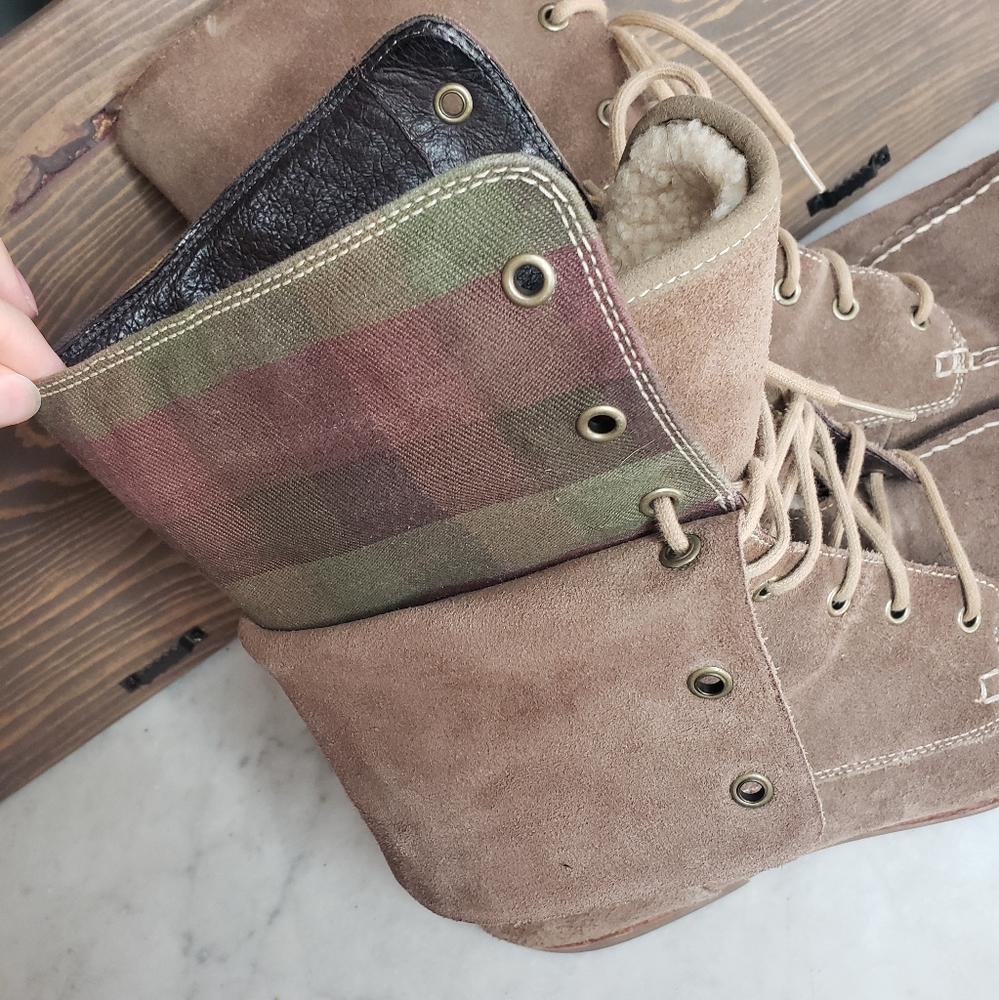 Mens ugg via maggio suede plaid fold over moc boots size 13 brown - Picture 7 of 16